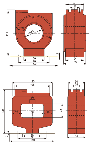 Power Grid Series Current Transformer(installation size)