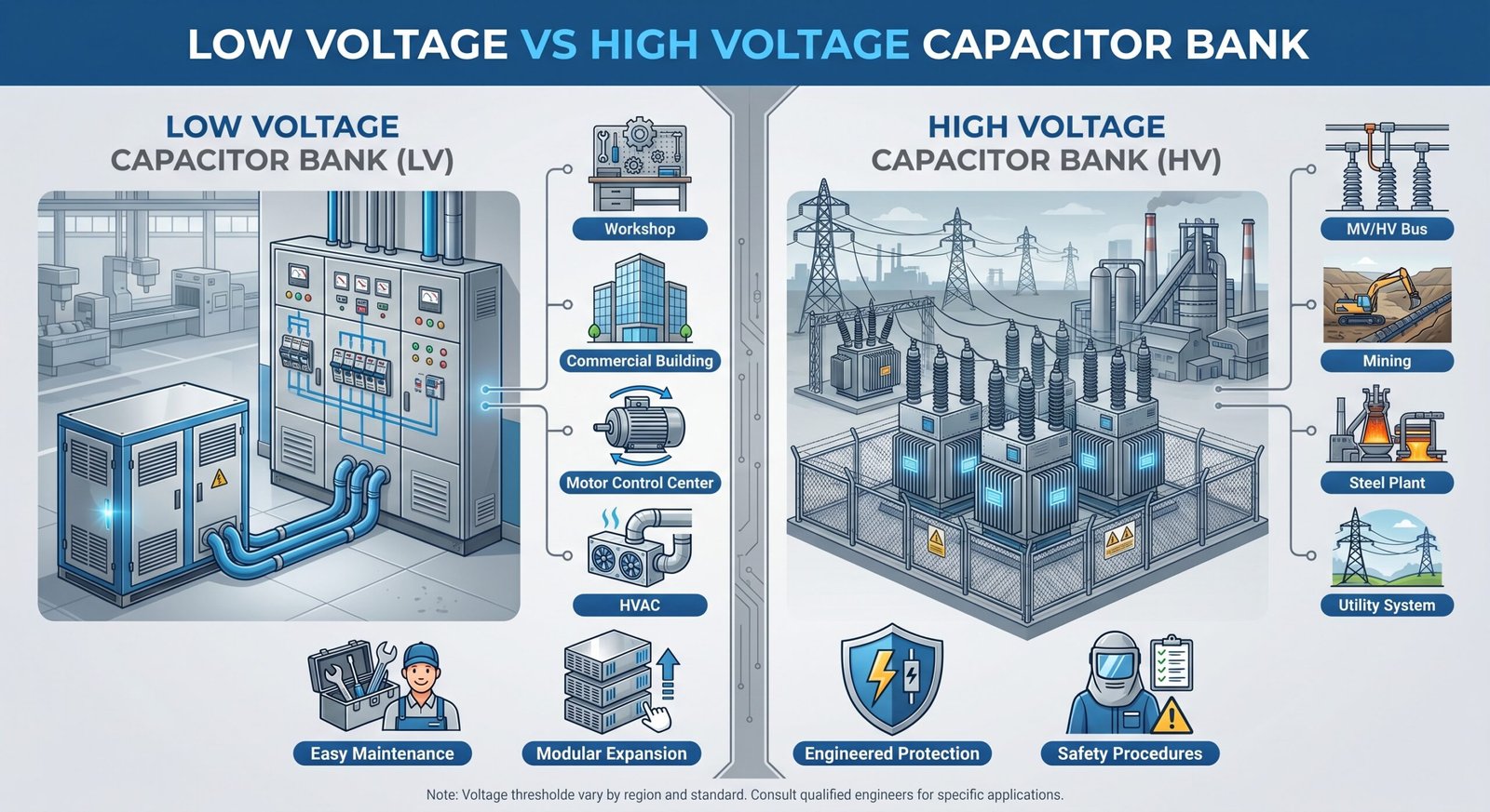 Low Voltage or High Voltage Capacitor Bank
